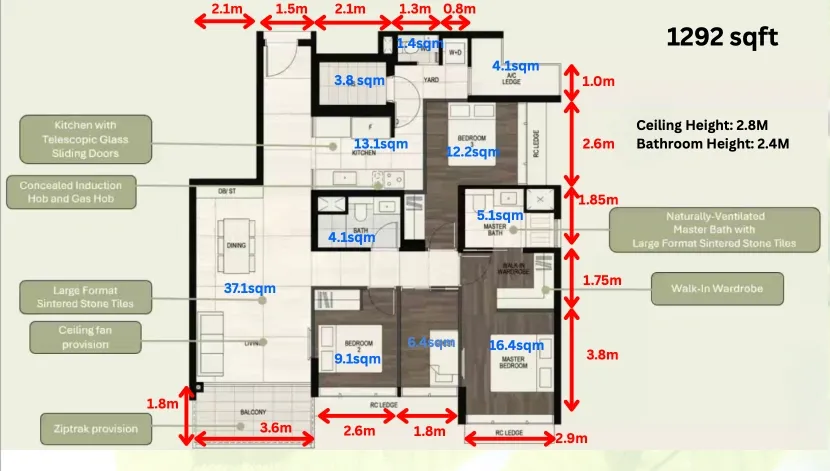 Lyndenwoods Three Bedrooms Floor Plan