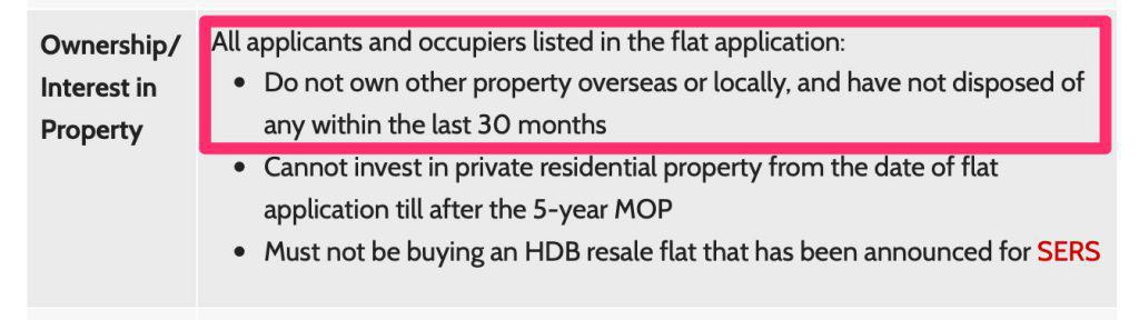 No HDB Housing Grants within 30 months of sale of private property