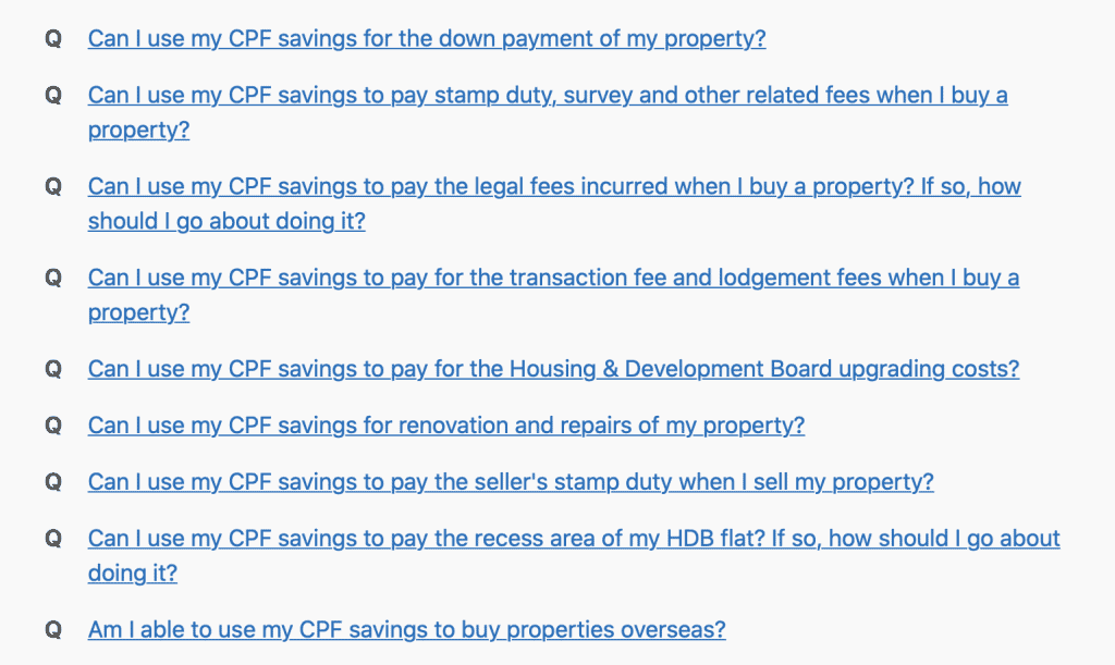 Can I use my CPF savings FAQ